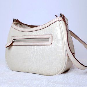 Vintage Liz Claiborne Purse Bag Off White Pink Alligator Imprint Shoulder Strap